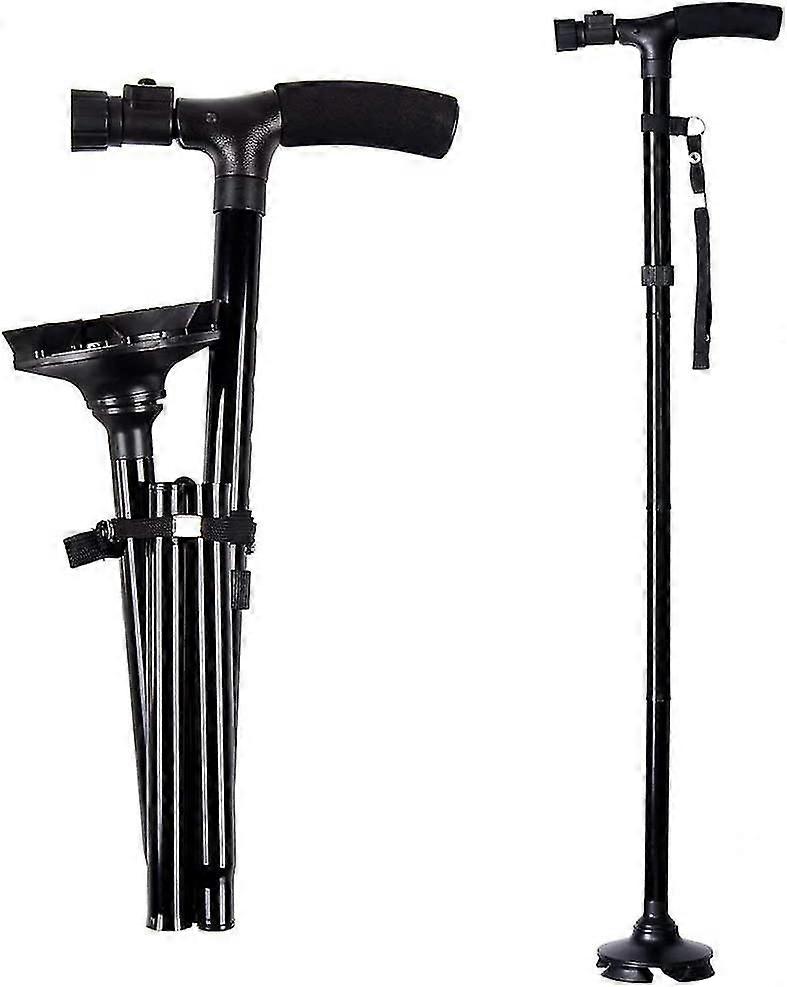 Folding Cane With Led Light, Adjustable Canes And Walking Sticks For Arthritis Disabled And Elderly