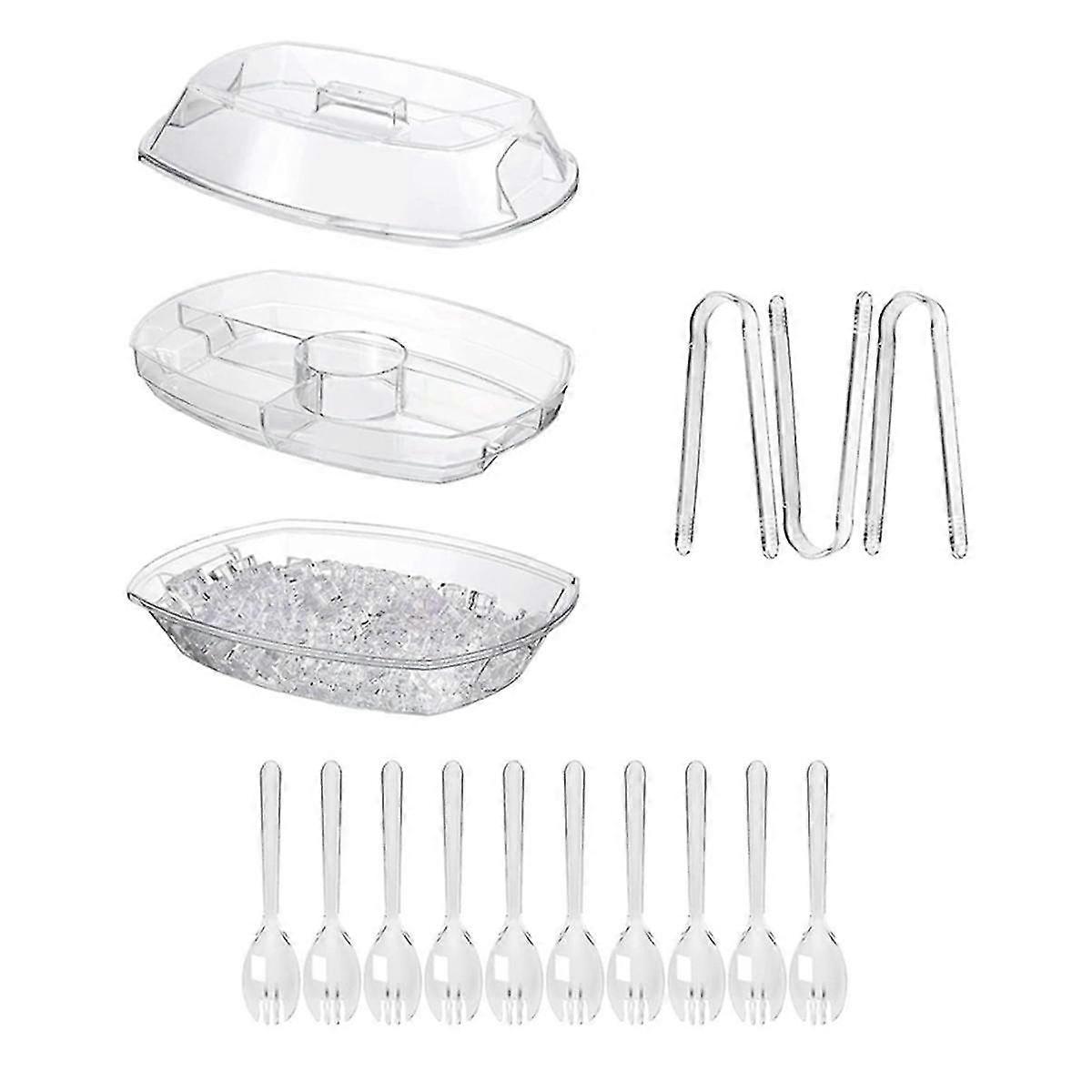 Ice Serving Trays For Parties With Lid , Serving Tray With Ice Underneath For Party Dinner, Family
