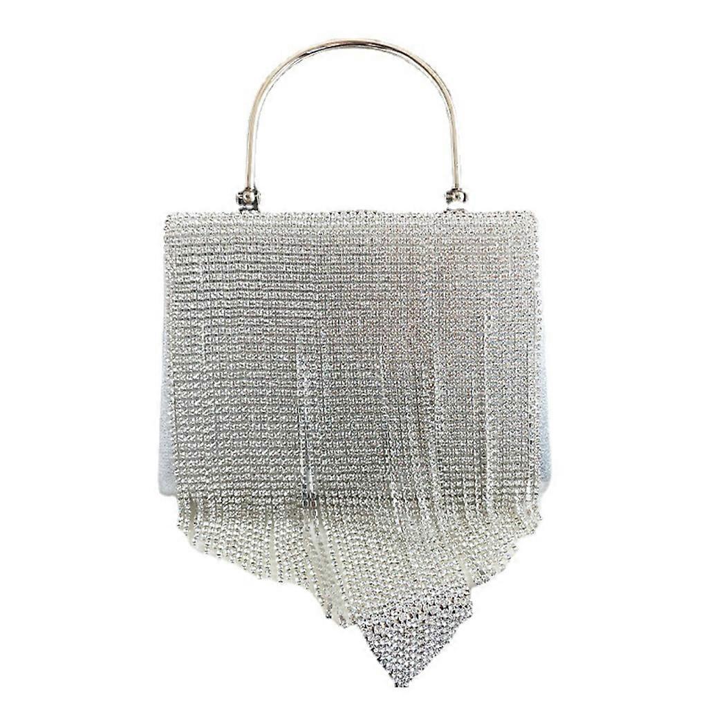 Womens Evening Clutch Bag Chain Strap Shoulder Bag-Rhinestone Tassel Handbag Ins