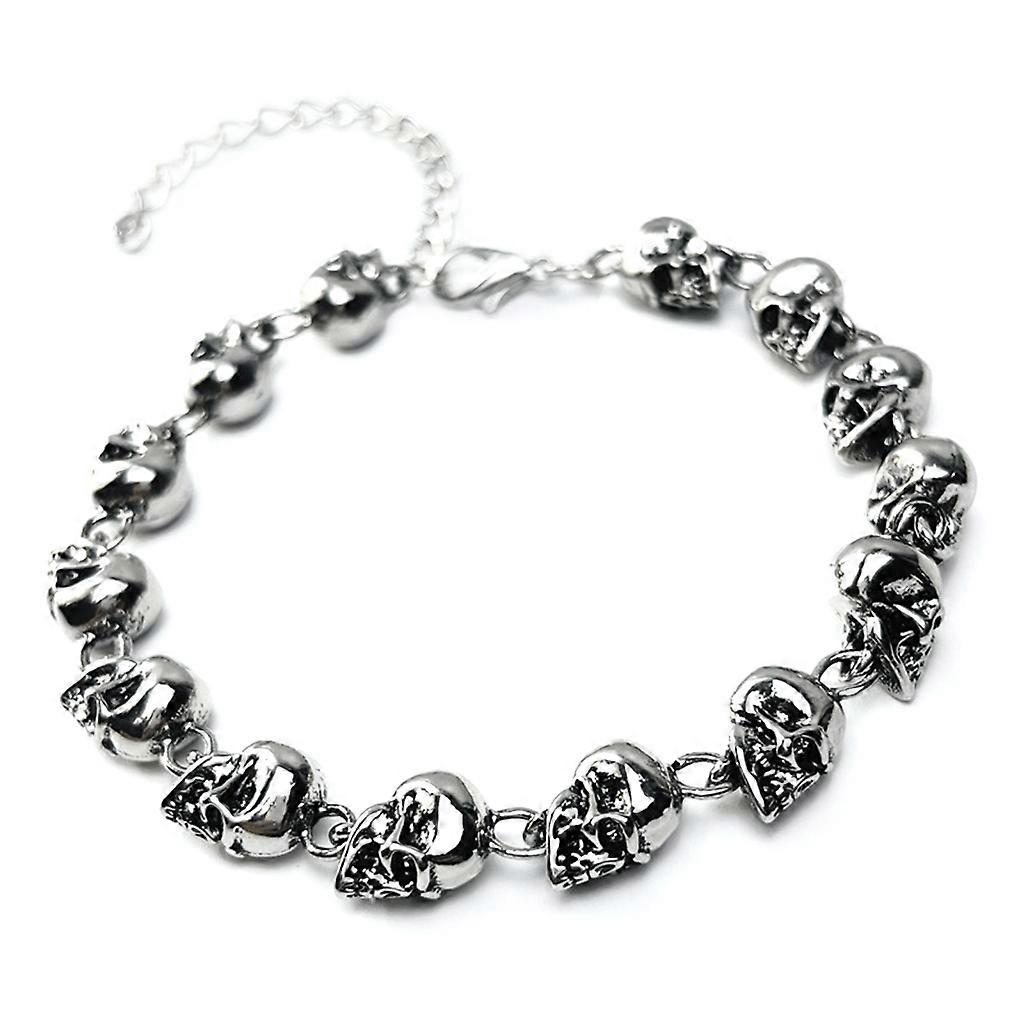 Skull Head Shape Bangles Punk Style Skull Beaded Bracelet Alloy Material