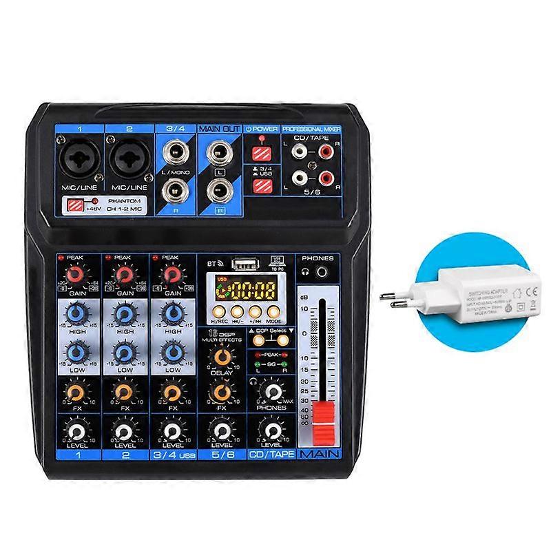 Wireless 6 Channels Audio Sound Mixer Mixing DJ Console USB with Phantom