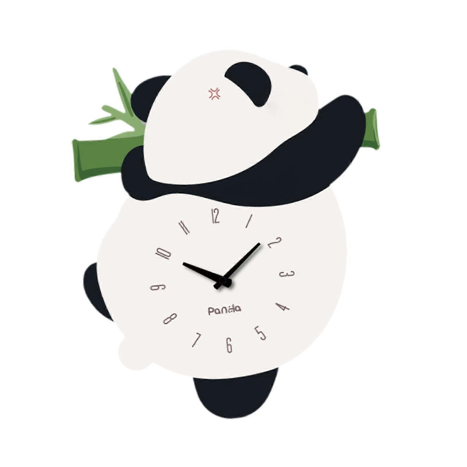 Wall Clock Nonticking Easy to Read Cartoon Cute for Apartment School Office Panda