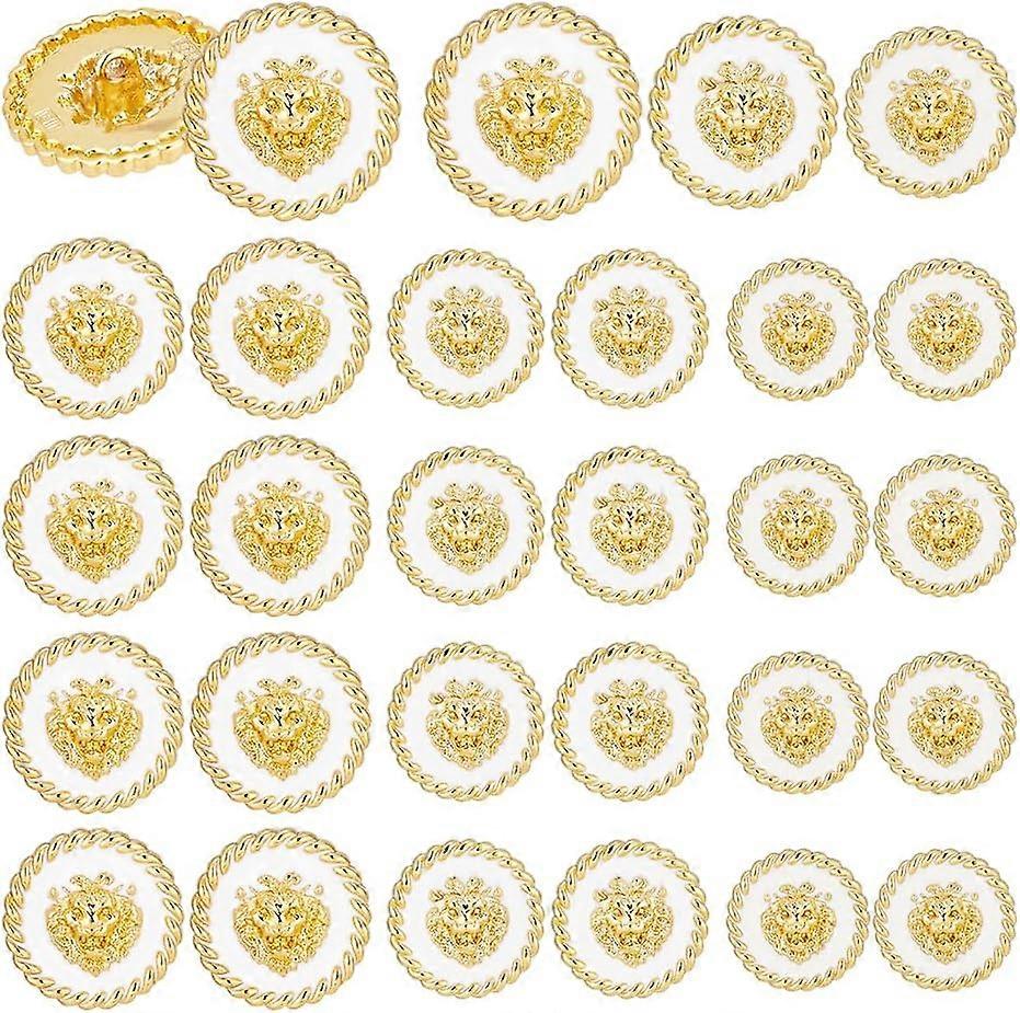 24pcs Single Hole Sewing Buttons 3 Size Metal Blazer Button Vintage Lion Buttons White Golden Shank Buttons for Men Women Clothing Suits Coats Uniform