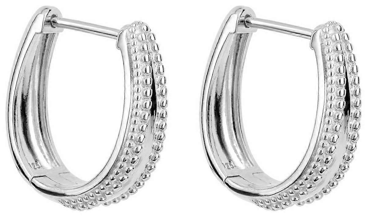 Beginnings Milgrain Edge Chunky Hoop Earrings - Silver