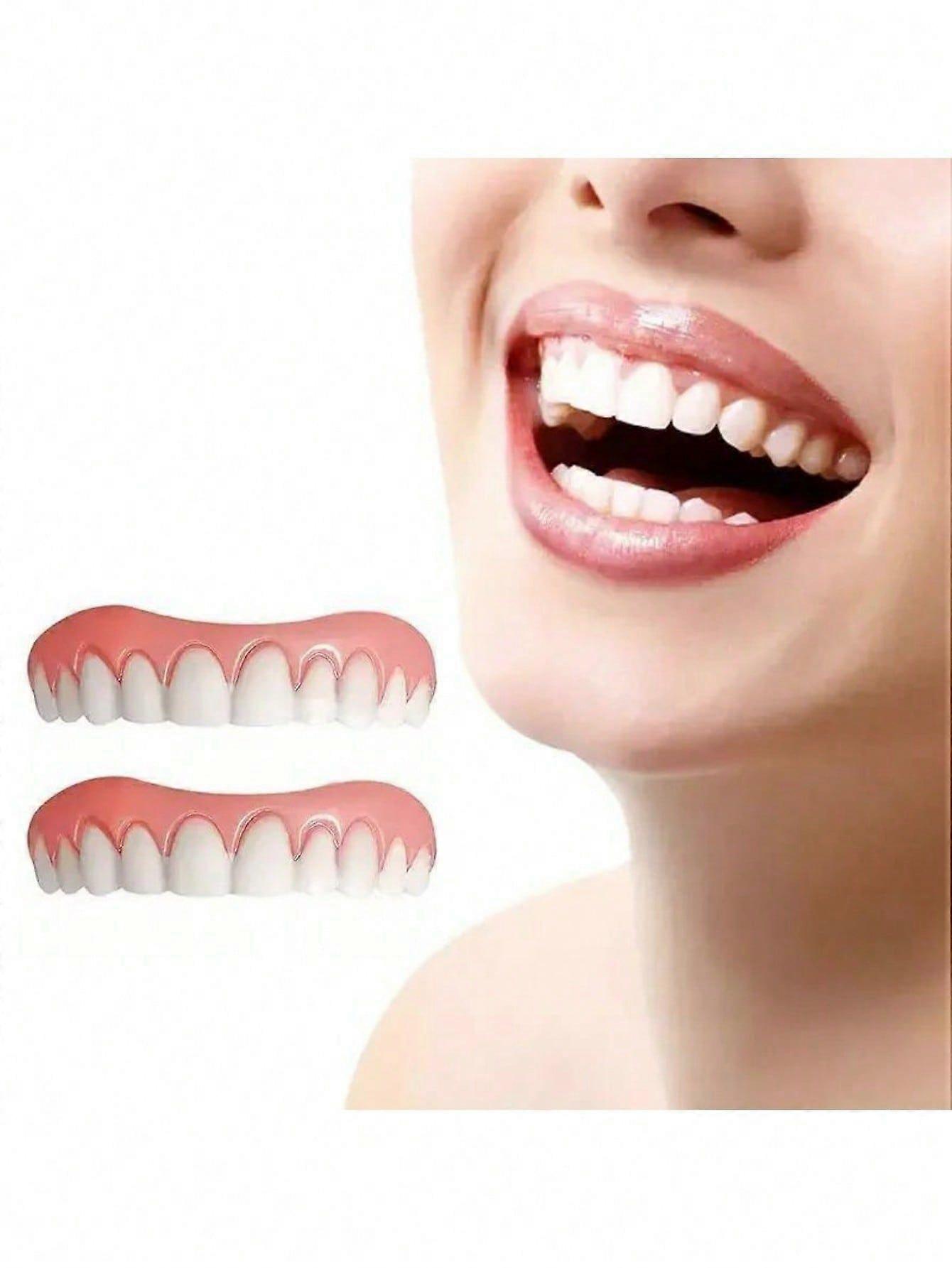 New Silicone Denture Teeth Top And Bottom Fake Tooth Perfectly Smiling Dental Veneers, Comfortable And Confidence Boosting