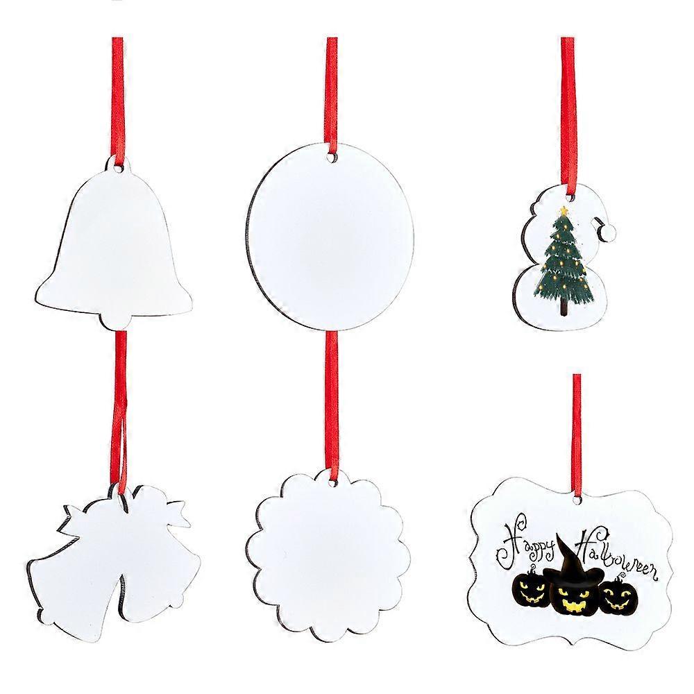 Sublimation Density Board Blanks Hang Tag for Transfer Heat Press Printing Crafts with Polyester Cord Mixed Shapes White 77x110x3mm Hole: 5mm 12sets/b