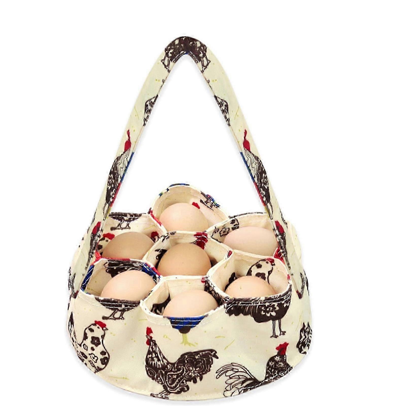 Canvass Eggs Collecting Basket with 7 Pockets Multi-Purpose Durable Egg Bag for Chicken Hen Eggs