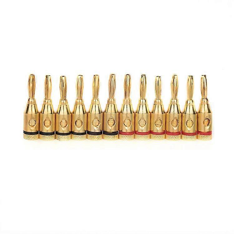 12pcs Gold Plated Speaker Banana Plugs Closed Screw Type