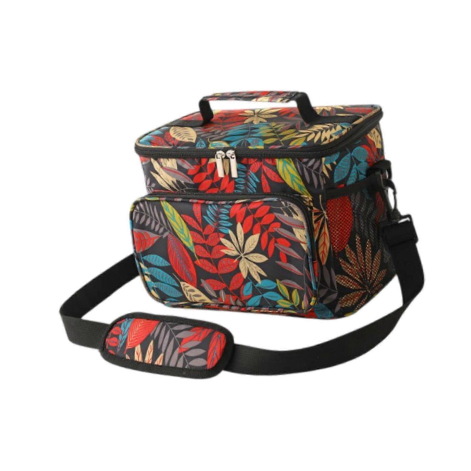 Lunch Bag with Handle 10L Insulated Picnic Bag for Travel Backpacking Hiking leaf