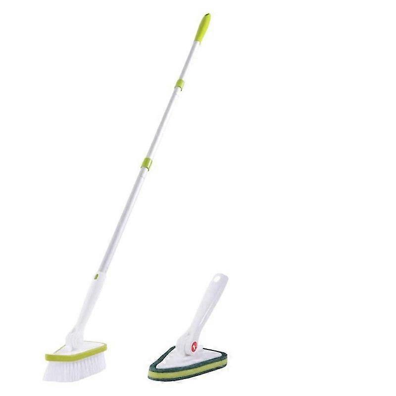 Extendable Bathtub and Tile Scrubber Long Handle Shower Cleaning Brush 2 in 1 Hard Bristles Scrub Brush and Scrub Sponge