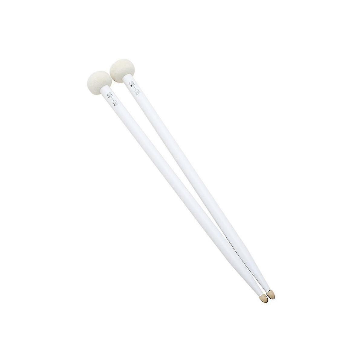 1 Pair Head Drum Sticks White Timpani Drumsticks Felt Percussion Instrument Practice Playing Double