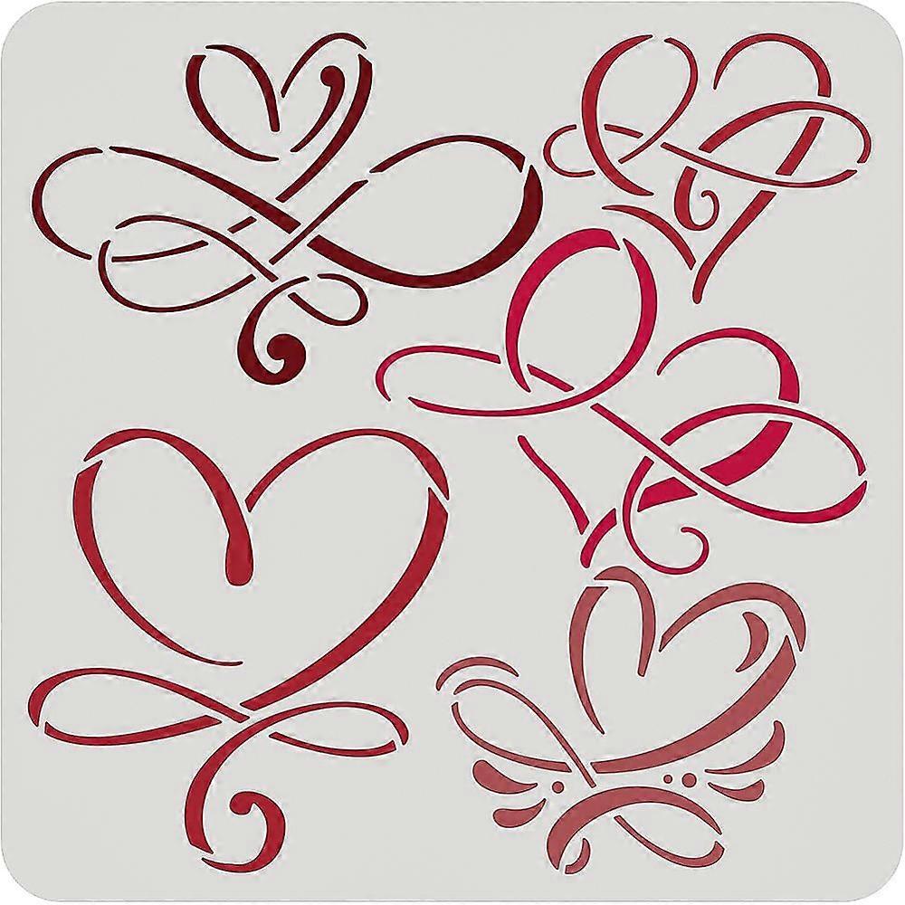 1pc Infinity Heart Stencil Decoration Template 30x30cm Art Heart Plastic Reusable Drawing Painting Stencils for Painting on Scrapbook Fabric Floor Fur