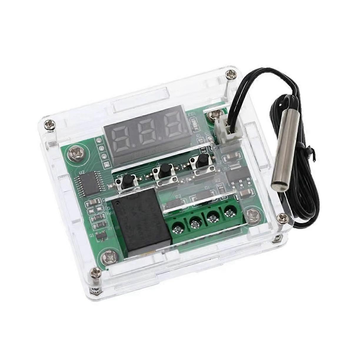 W1209 Digital Thermostat Control Board RED Digital DC 12V, -50 to 100, Waterproof Sensor Switch Plate with Case