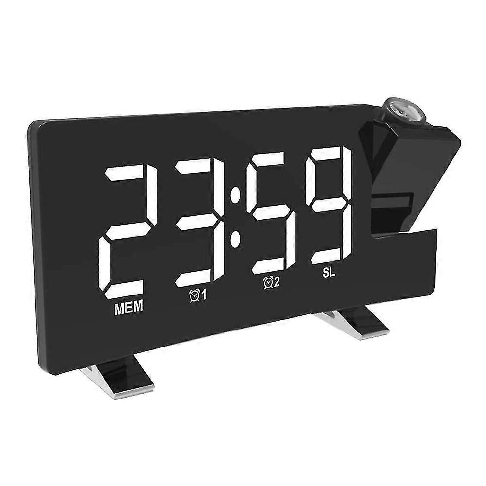 Projection Alarm Clo, Radio Digital Clo With Usb Charger, 0-100% Full Range Brightness Dimmer, Dual Alarm Clo For Heavy Sper, Snooze