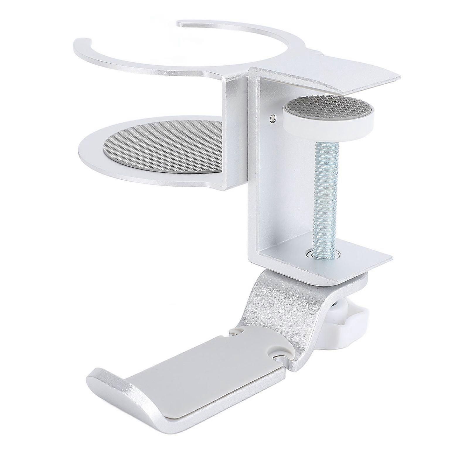Under-Desk Cup Holder with Headphone Hanger - Space-Saving Desk Accessory