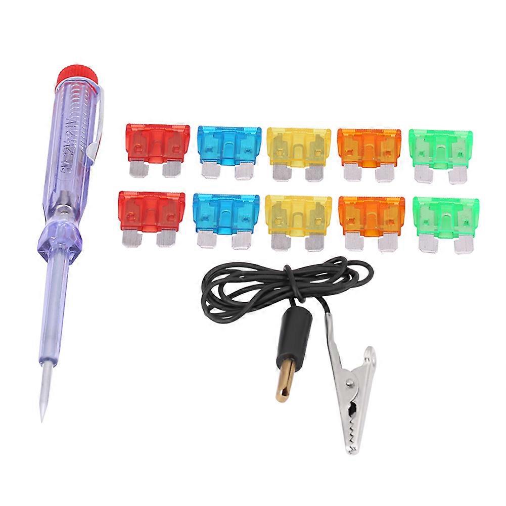 DC 6-12V Car Auto Circuit Tester napięcia elektrycznego Sonda Pen Tool z 10-częściowym bezpiecznikiem ostrza