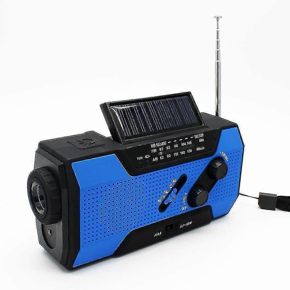 Hand crank emergency solar rechargeable radio