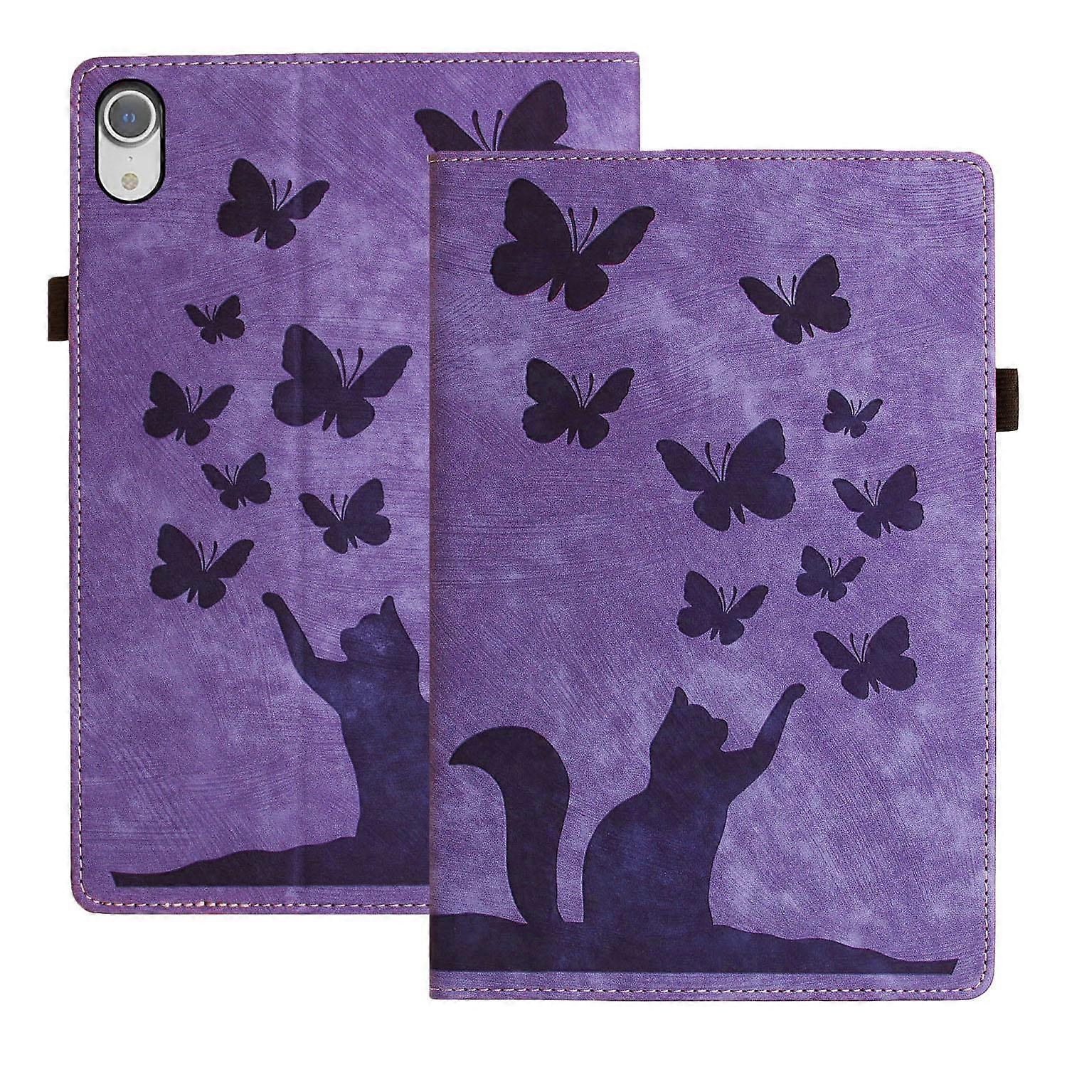 Butterfly Cat Embossing Leather Tablet Case