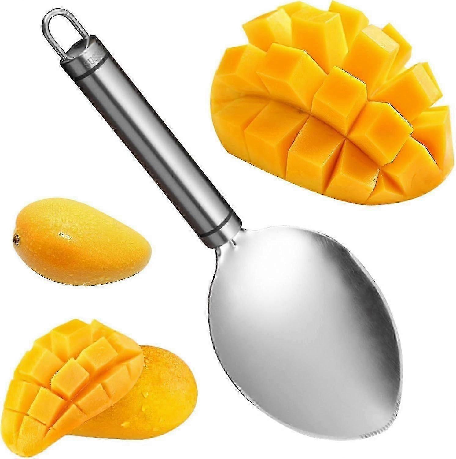 Mango Slicer, Stainless Steel Mango Prep Tool Mango Cutter Slicer Tool Separator Fruit Cutter Pitter With Non-slip Handle Split Peel Mango Gadget