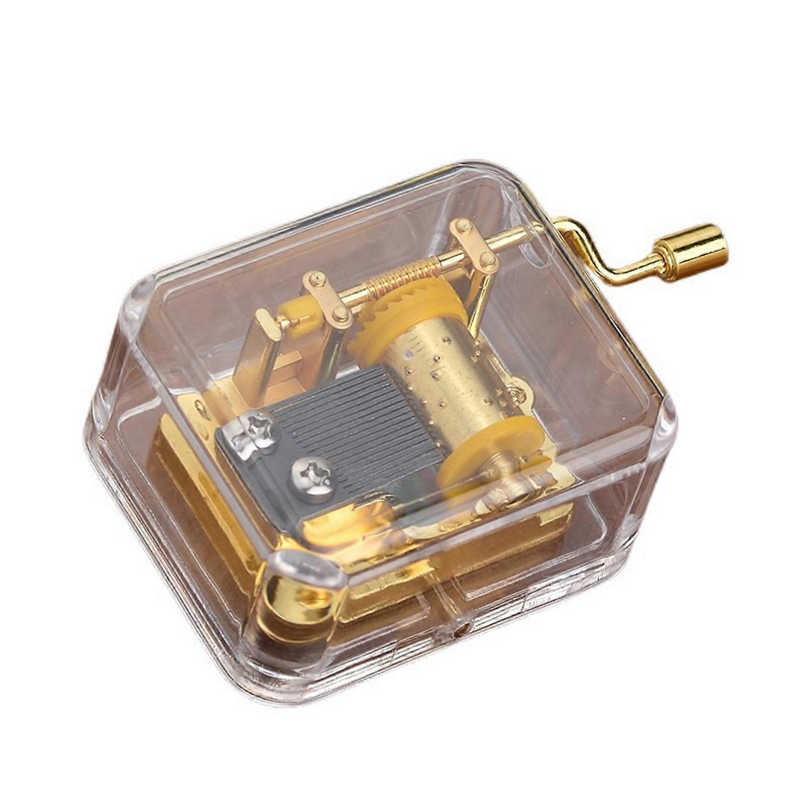 Manual Acrylic Music Box with Clear Sound and Intricate Designs Hand Crank Mechanism Musical Box for Animes Fan Gift