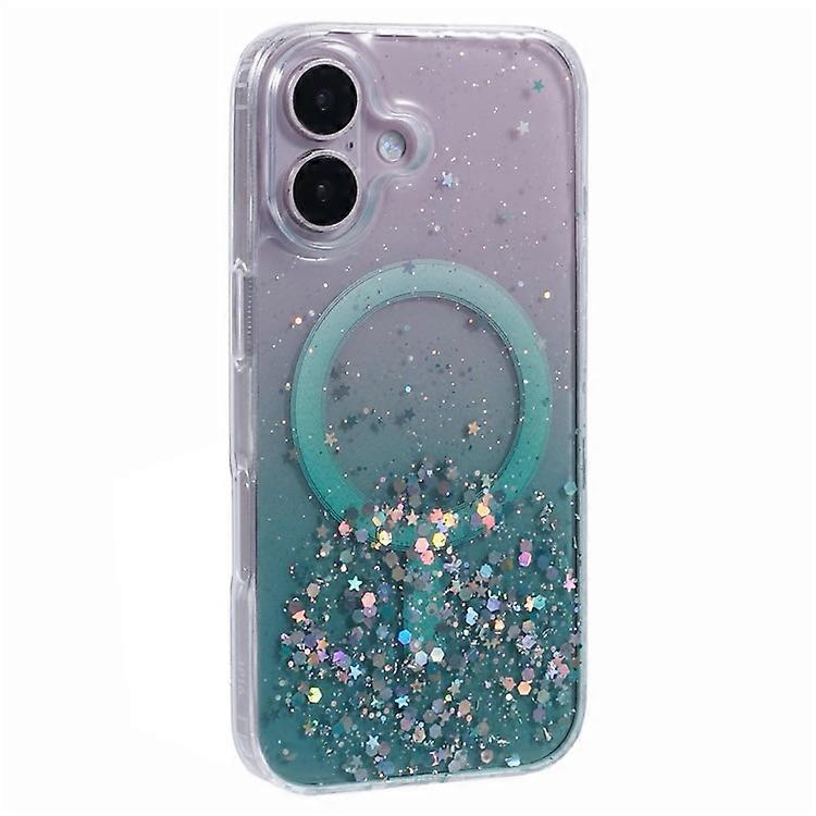 Compatible For iPhone 16 Plus Case Compatible with MagSafe Sparkle Epoxy TPU+Acrylic Phone Cover
