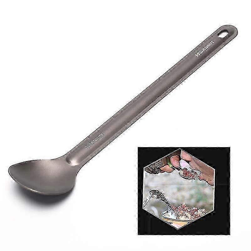 1pc Titanium Spoon Long Handle Spoon Outdoor Camping Tableware f54