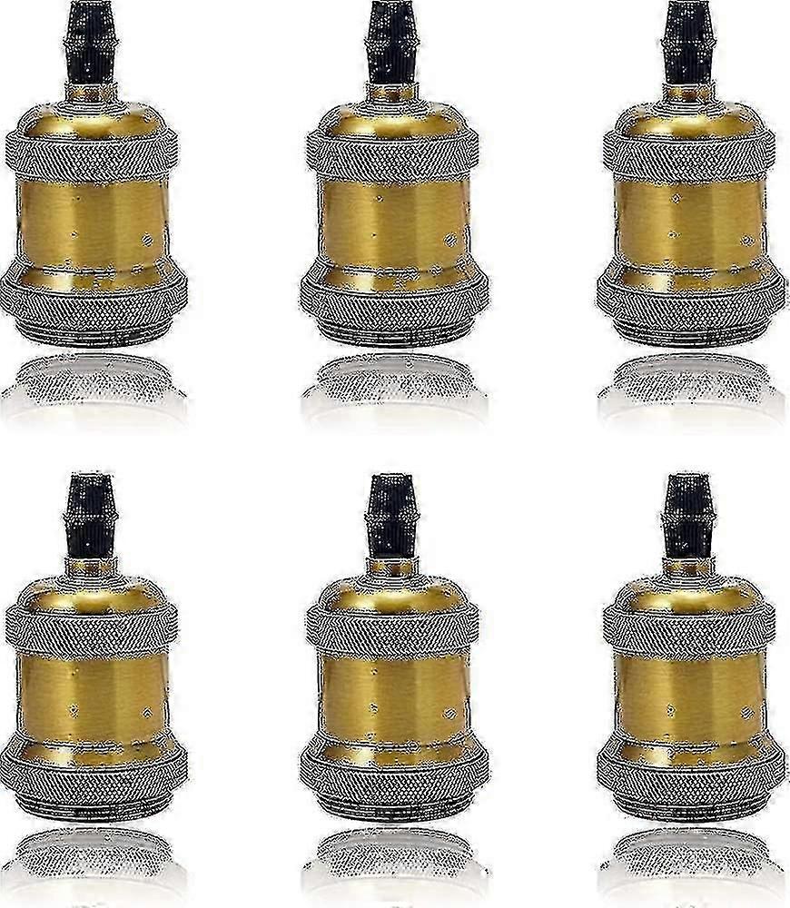 6 Pack E27 Vintage gloeilamp Solid Keramische Socket Lamphouder Retro Edison Schroef Light Bulb Adapter Socket, Antiek Messing