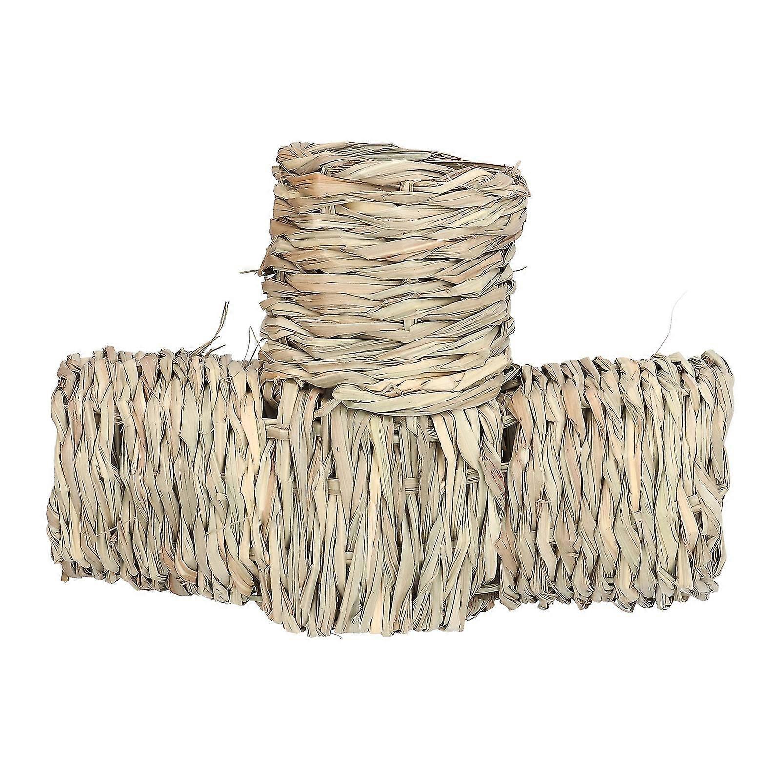 Hideaway Grass Tunnel Toy Straw House With Four Open Entrances For Rats Syrian Hamster Ferrets Guinea Pig