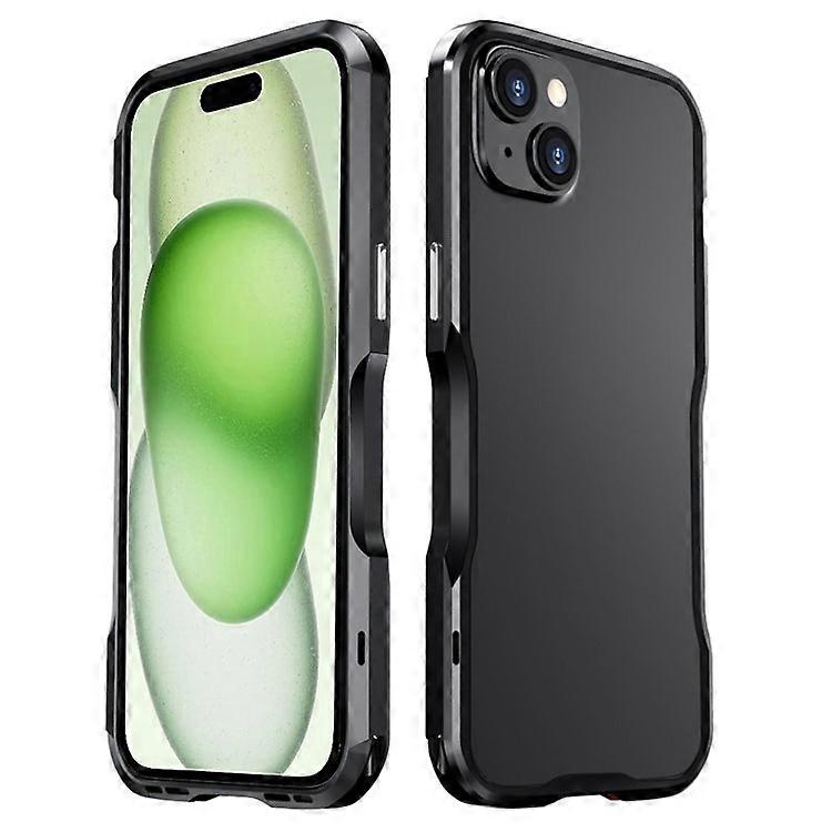 LUPHIE Anti-Fall Bumper Case Compatible For iPhone 15 Metal Frame Shockproof Cell Phone Shell Cover