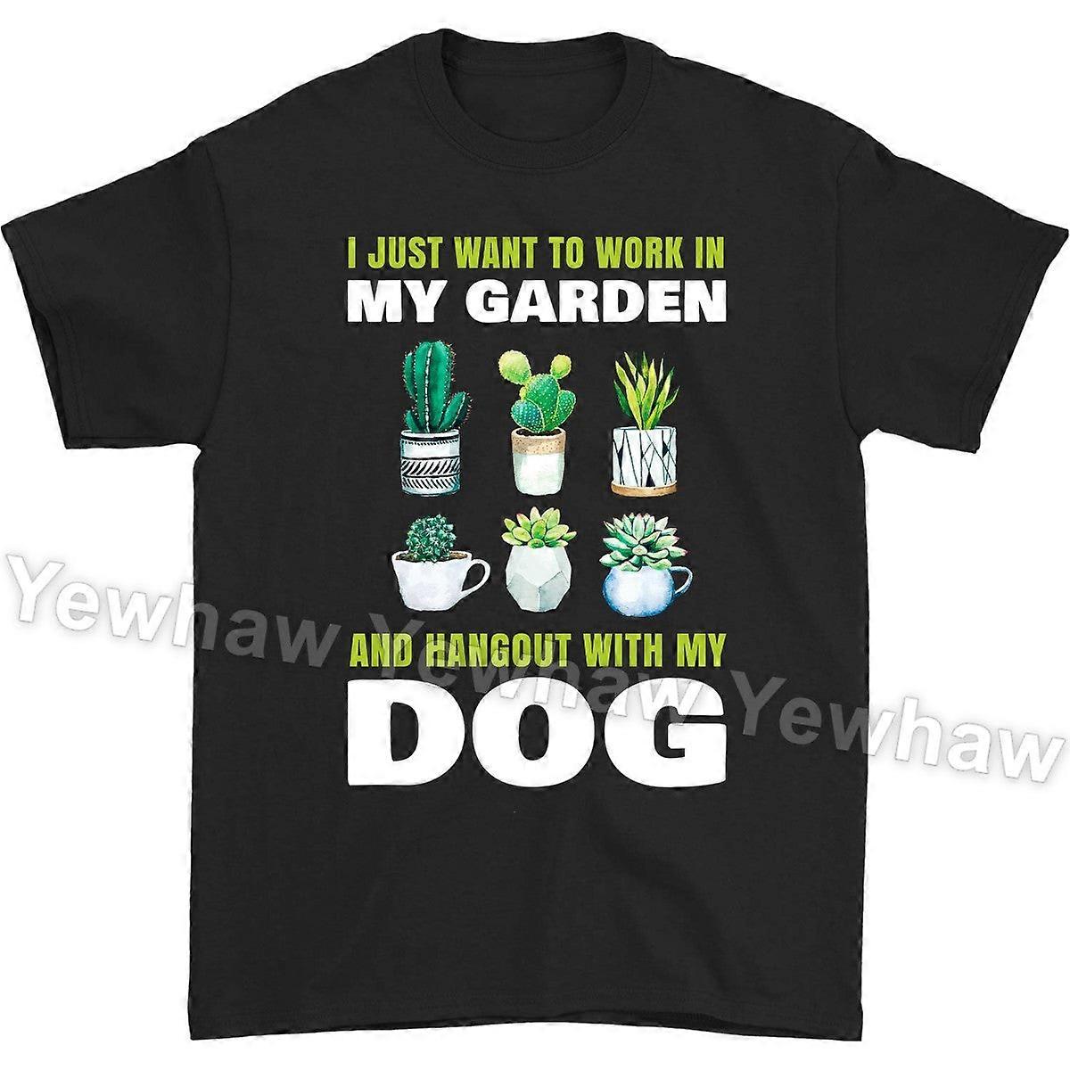 ガーデニングガーデンガーデナー犬飼いTシャツ