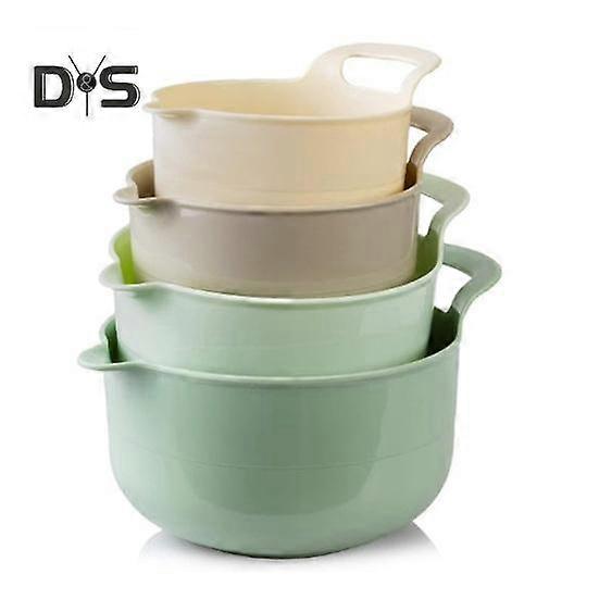4st blandningsskålar set halkfri hällpip handtag BPA-fri diskmaskin frys säker salladsskål för matlagning, bakning, förberedelse av mat