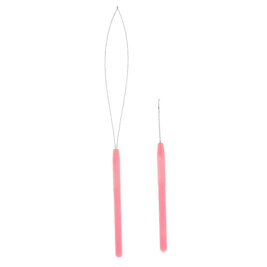 Loop Needle Threader Wire Pulling Hook with Weaving Crochet Needle for Hair