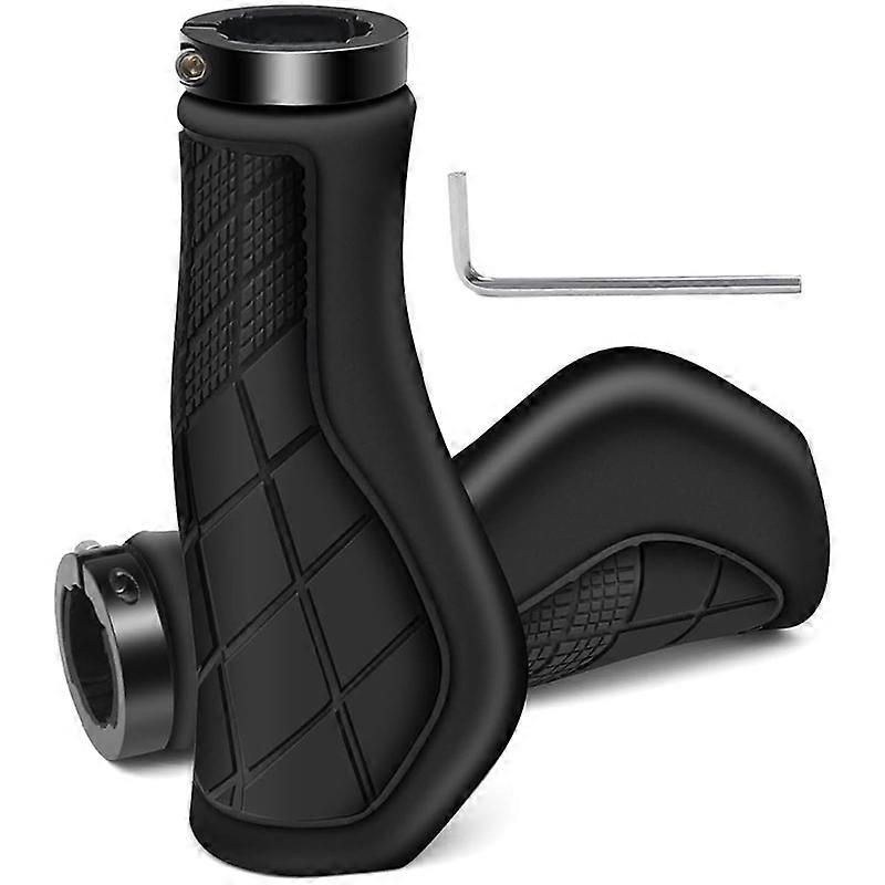 Bicycle Grips Ergonomic Grips Non-Slip Rubber,for 22.2mm E-Bike Black