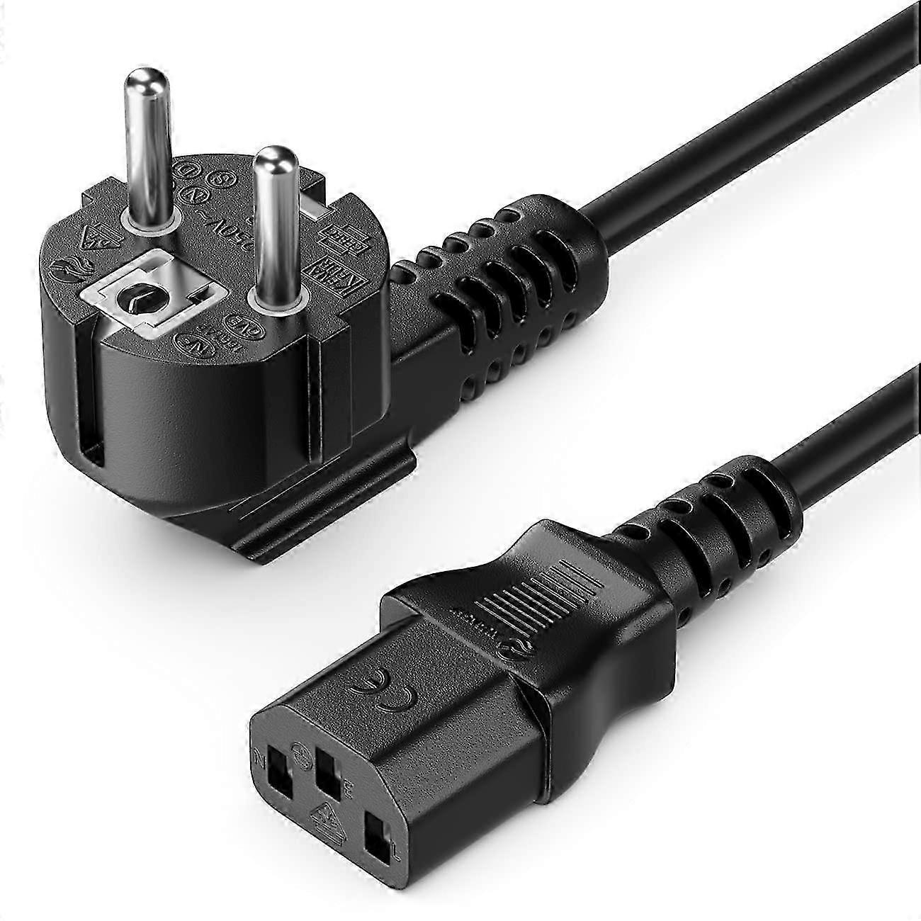 3m Power Cable Protective Contact Plug F Type, C13 Power Connector Female Connector PC Computer Monitor Printer Beamer - Black Edition