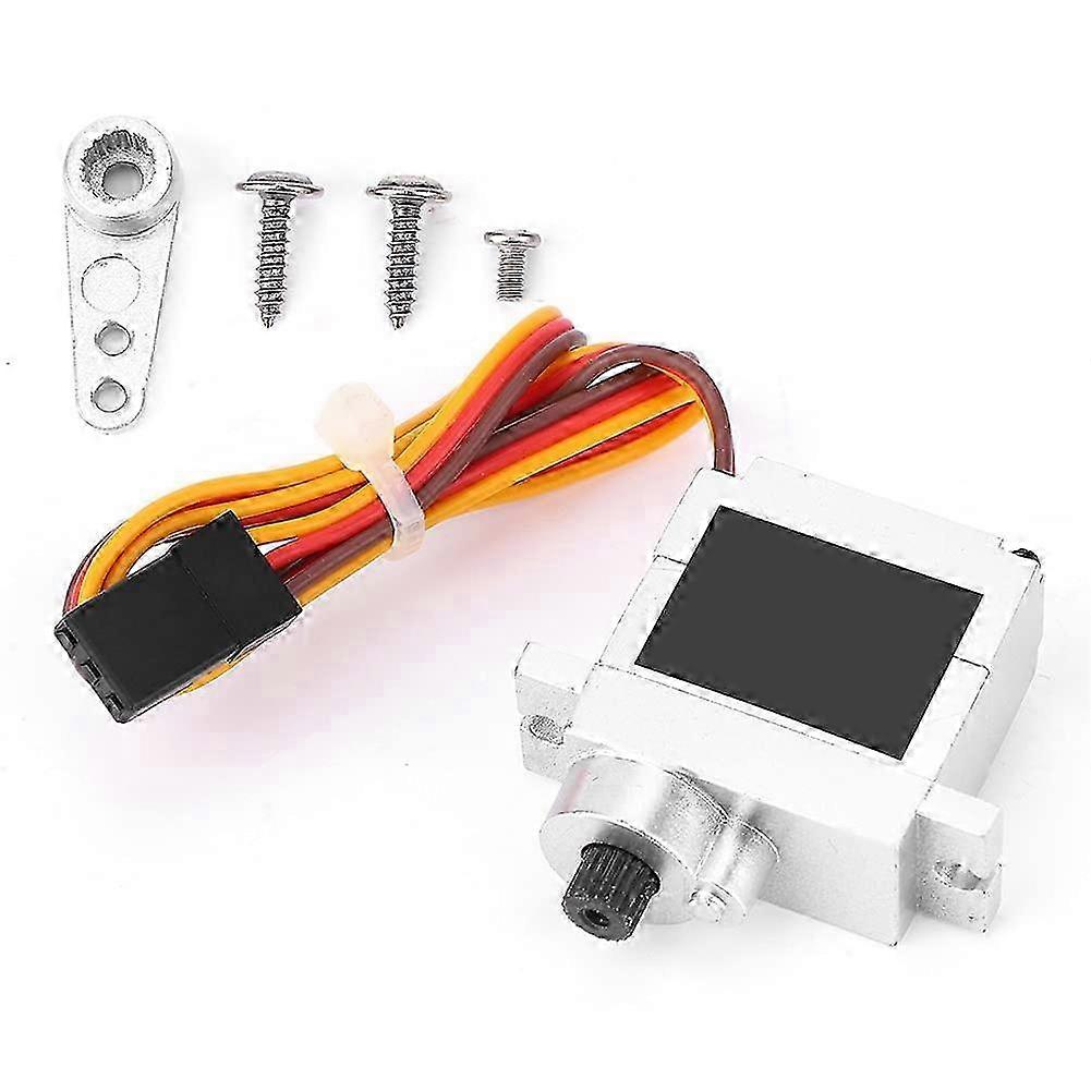 RC Metal Servo, 9G Metal Gear Steering Servo Upgrade Spare Accessory Compatible with WPL B1 B14 B16 B24 C14 C24 B36 1:16 RC Truck(Silver) Edition