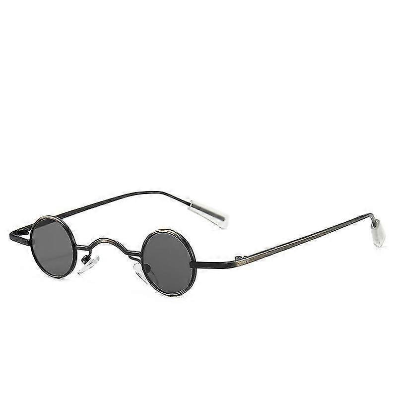 Retro Mini Round Small Framed Sun Glasses Black