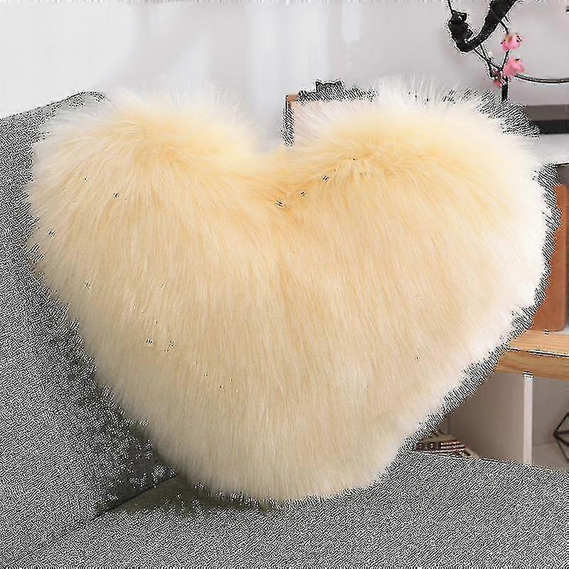 Coussin coeur en fausse fourrure décoratif pour chambre et canapé 15,7 x 19,7 poucesInsert d’oreiller non inclus