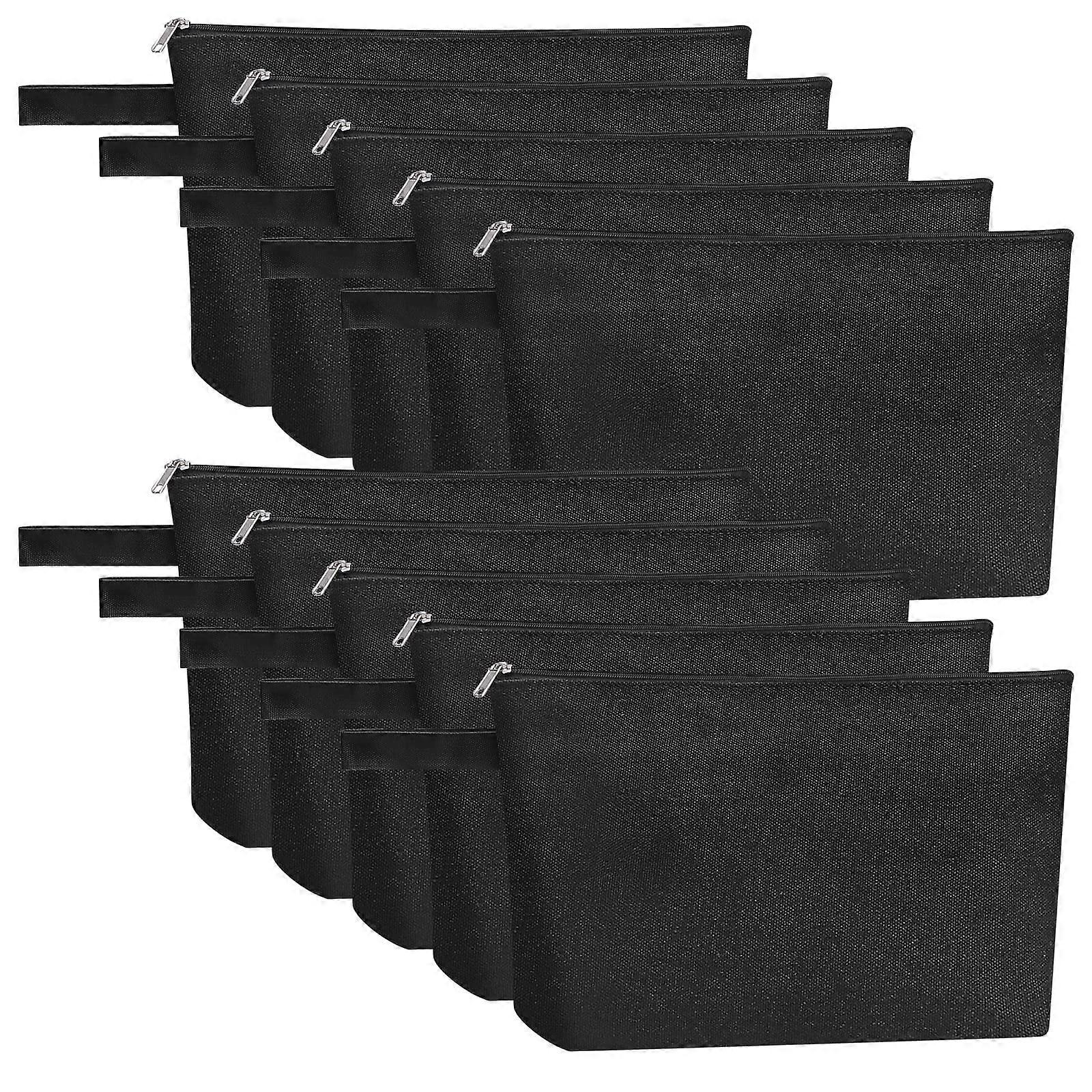 Cotton Canvas Makeup Bag Set of 10, Multi-Purpose Zipper Cosmetic Bags with Bottom, Model MN-WB07, Durable and Stylish