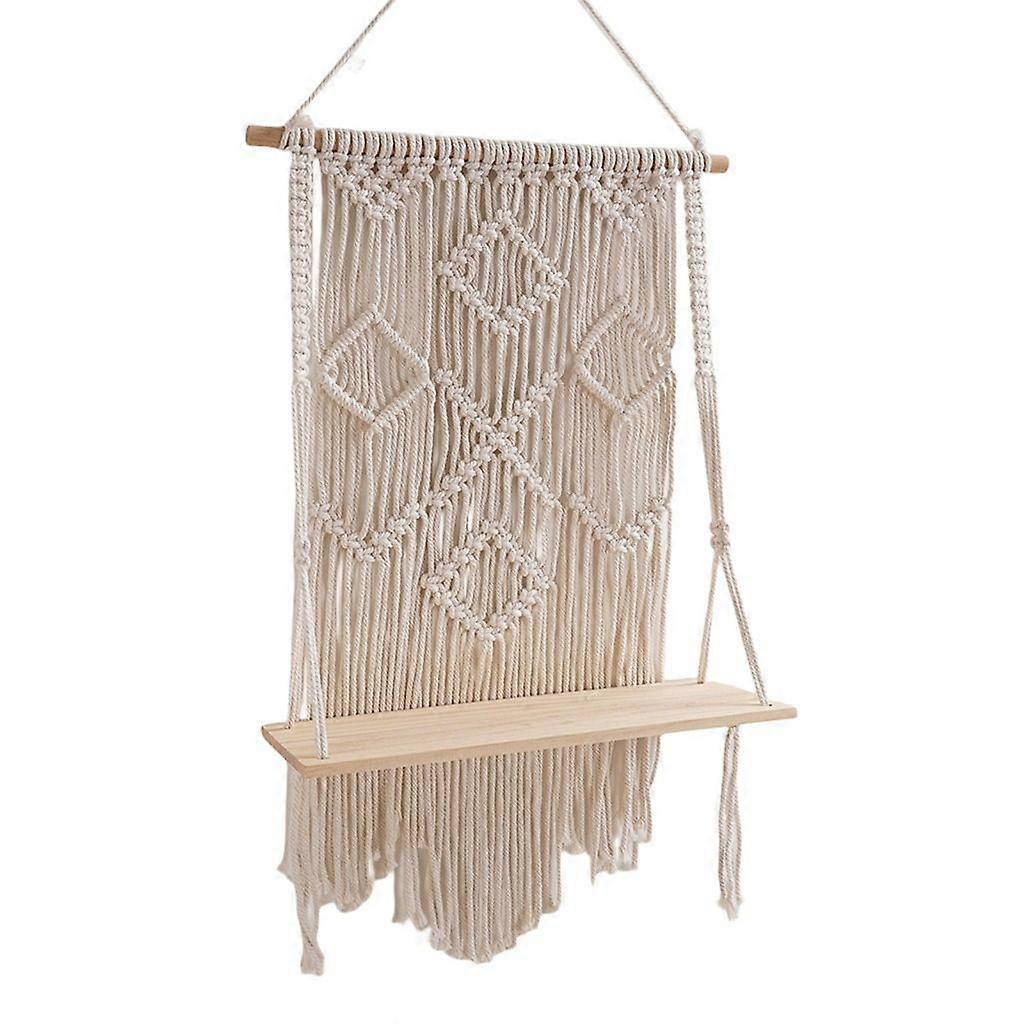 Handwoven Wood Storage Rack Simple Display Shelf for Room Beautification