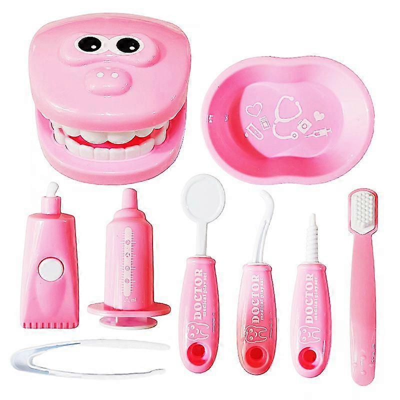 Pink, 9-piece mini children's dental toy set