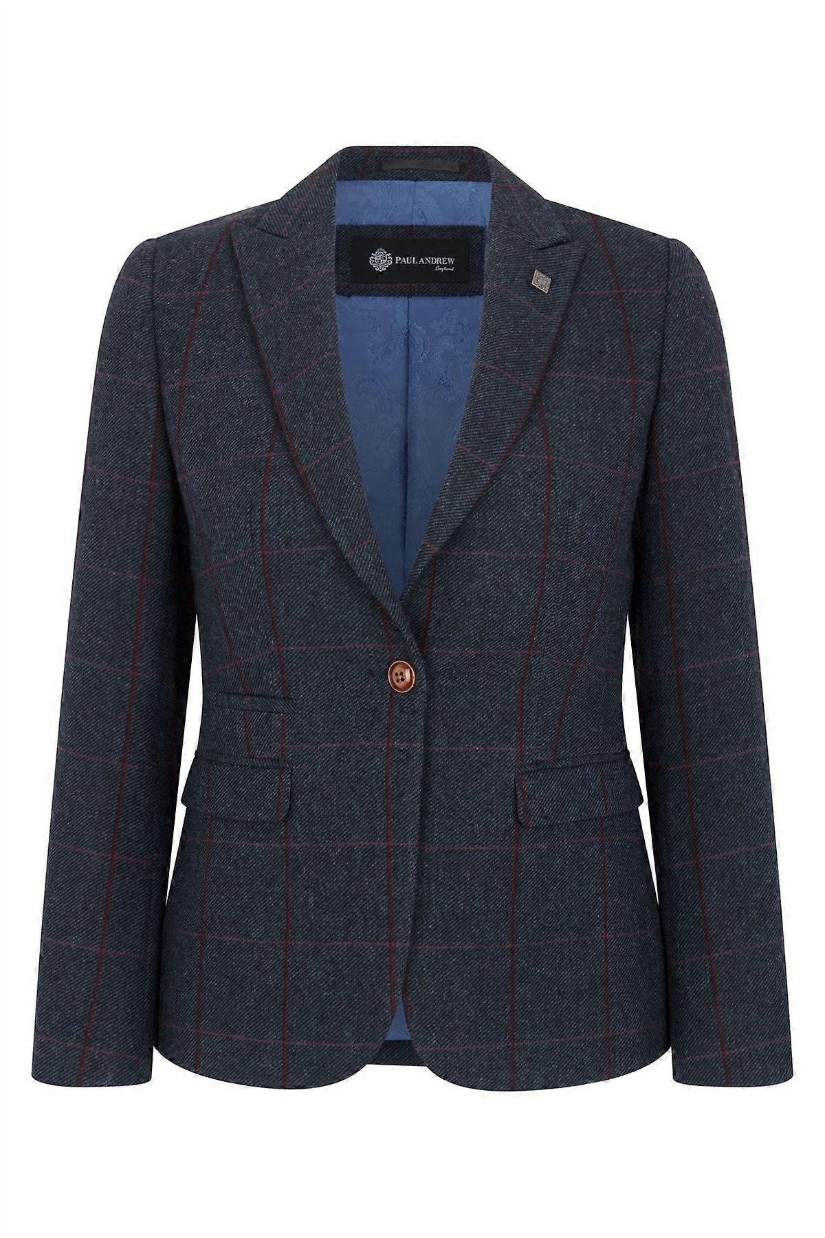 Women's Navy Tweed Tailored Fit Formal Blazer