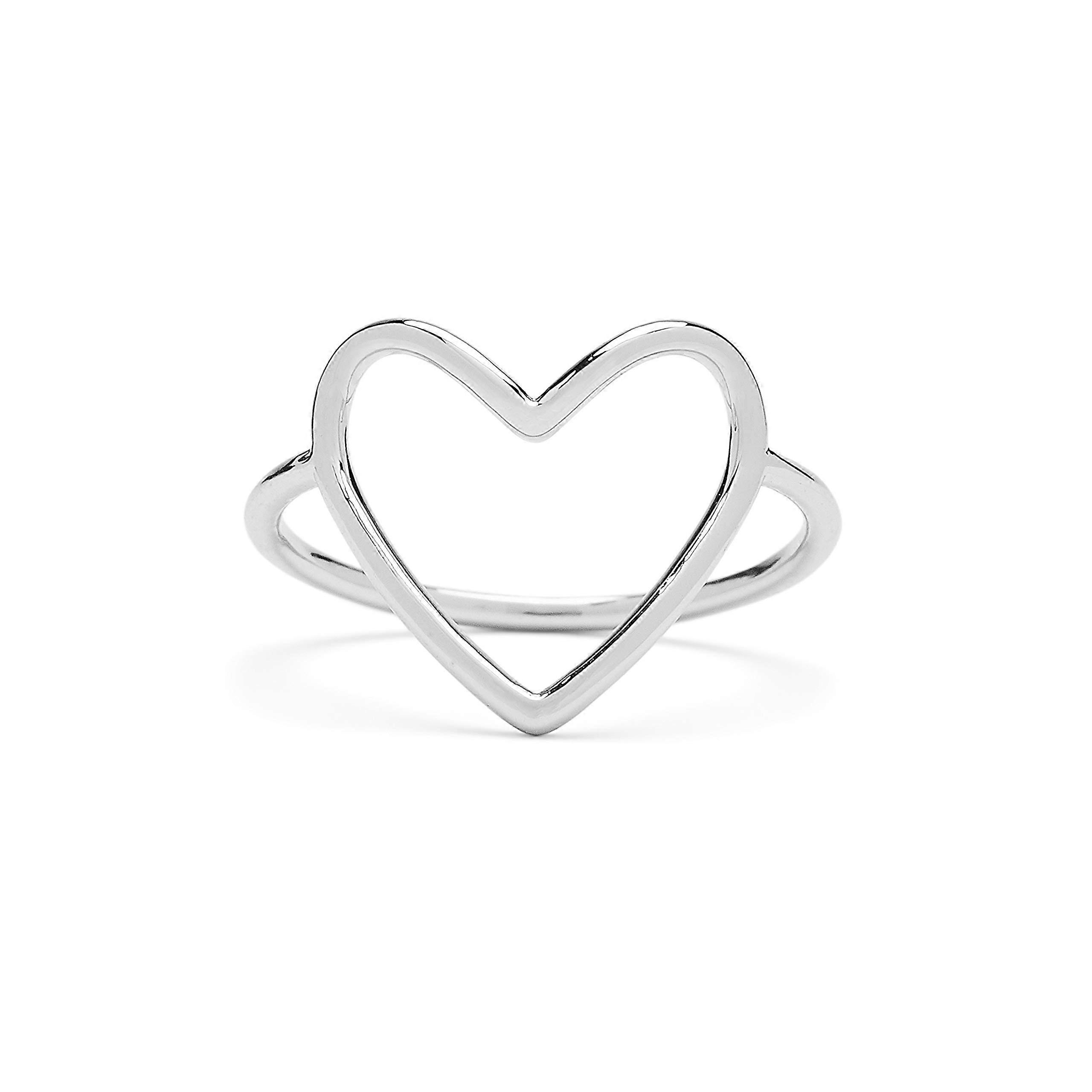 Rose gold or silver -plated expression big heart stackable ring - rice band, stylish design - dimensions 5-9 silver 8