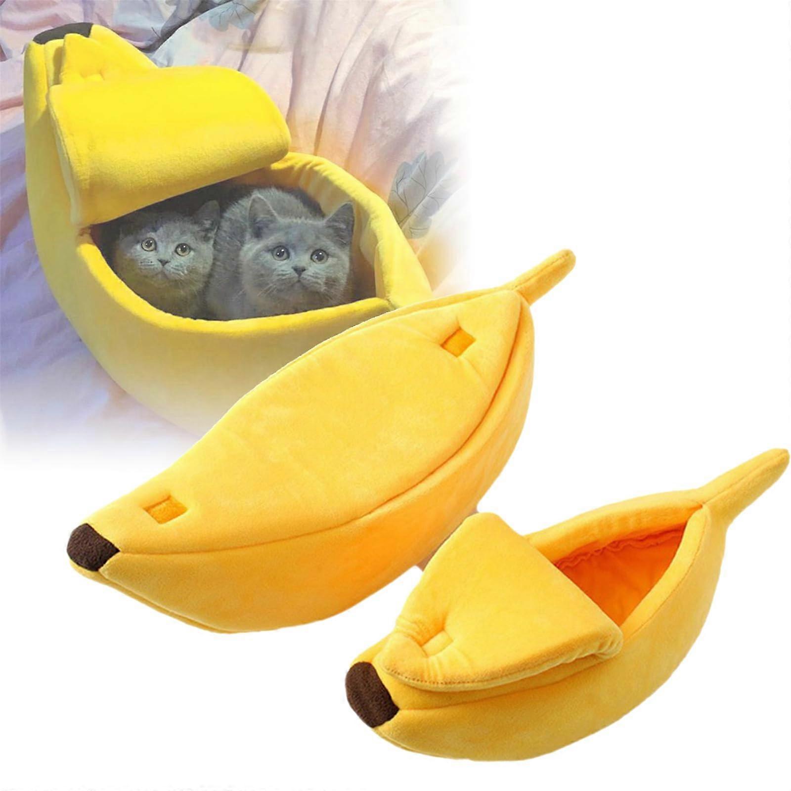 Cute Banana Cat Litter Box Half Open Cover Cat Bed Comfortable and Soft Pet Cat Bed