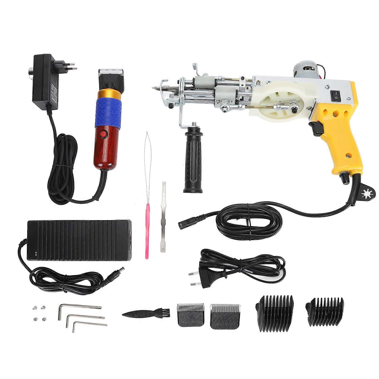 Starter Kit Safe Handheld 2 in 1 Cut Loop Pile Rug Tufting Tool Set with Trimmer for Beginners 100‑240V