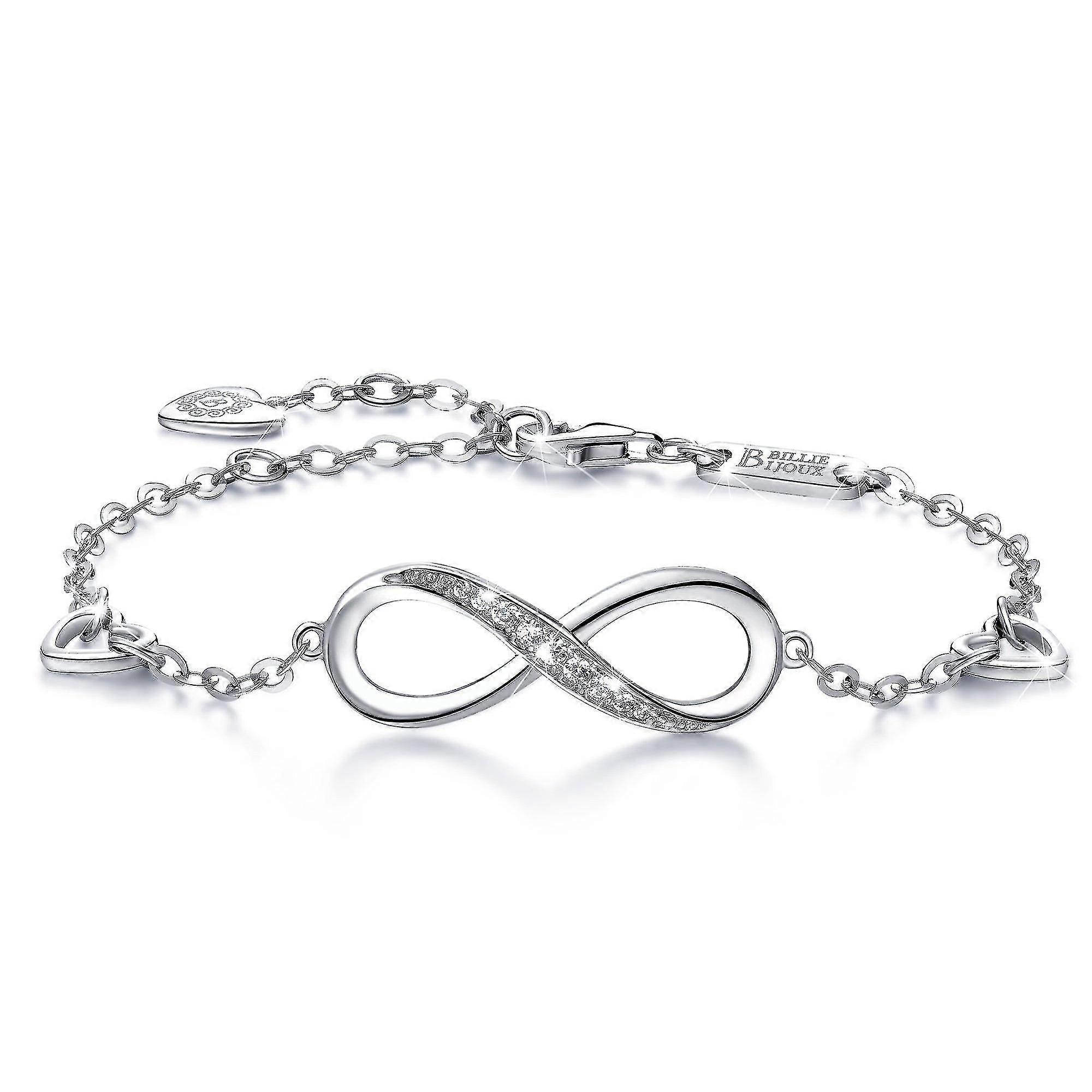 Womens 925 Silver Endless Symbol Charm Adjable Blet Valentin