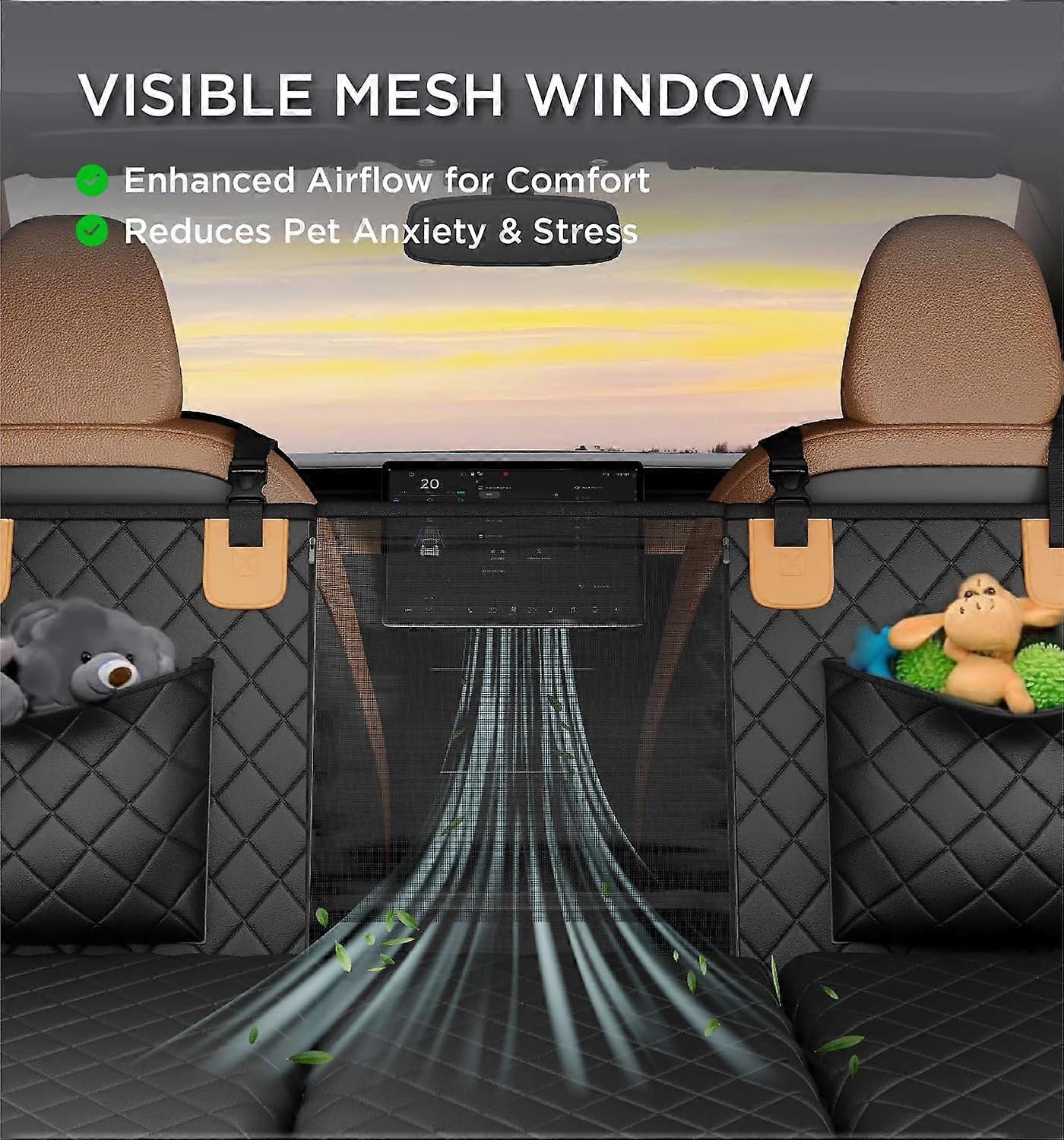 Made4Pets Dog Car Seat Cover Back Seat Hammock, 400lb Capacity, Waterproof & Non-Slip, 8-Layer Hard Bottom With PE Foam