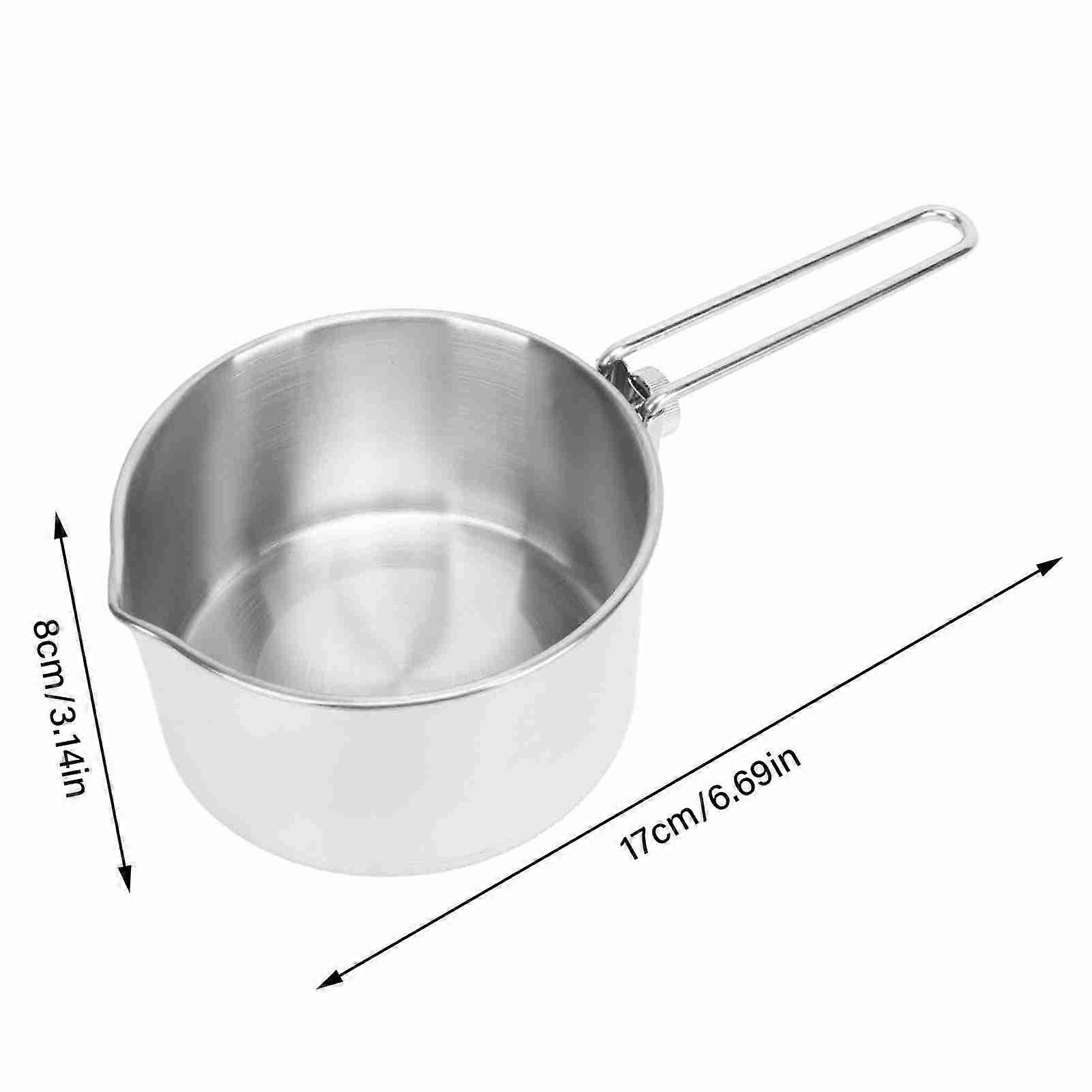 Qukaim Cooking Potfor Picnic Stainless Steel Camping Pot 1L, Portable Camping Kettle with Foldable Handle for Picnic Hiking