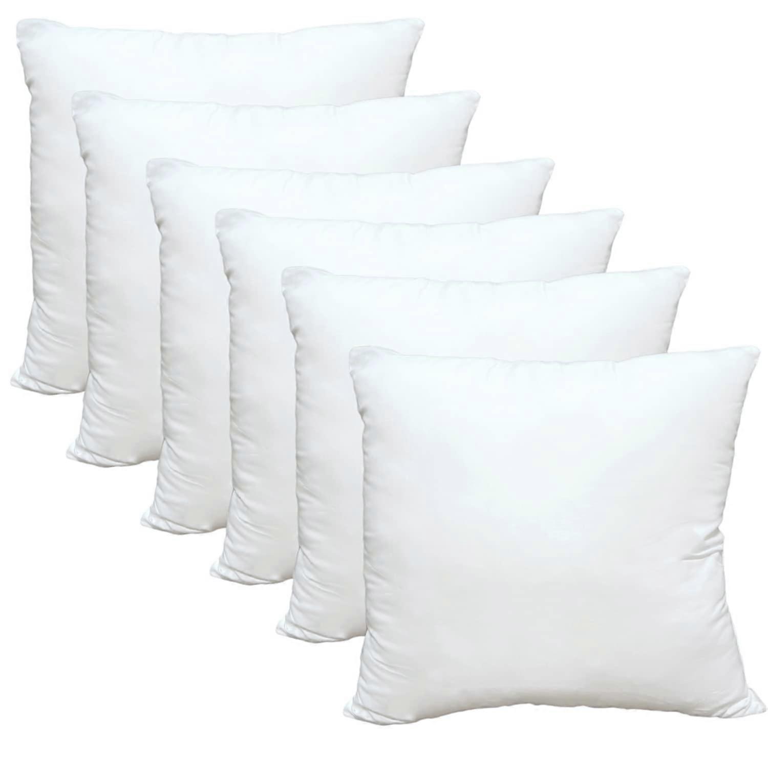 Luxury Throw Pillow Inserts Pack Of 6, 18 X 18 In, Hypoallergenic Ultra-Soft White Polyester Microfiber Cushion Fillers