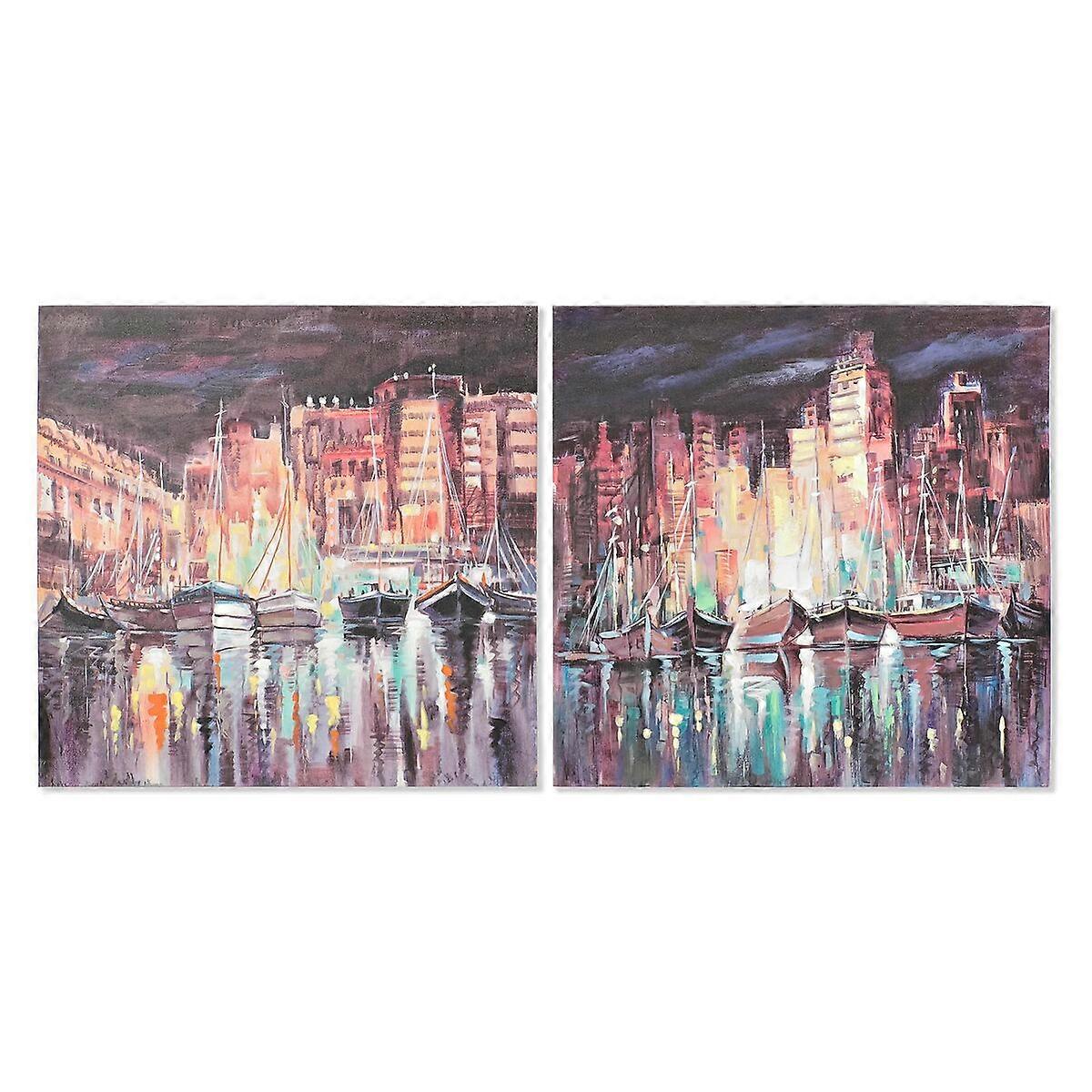 Canvas DKD Home Decor Canvas Wood MDF 80 x 3 x 80 cm