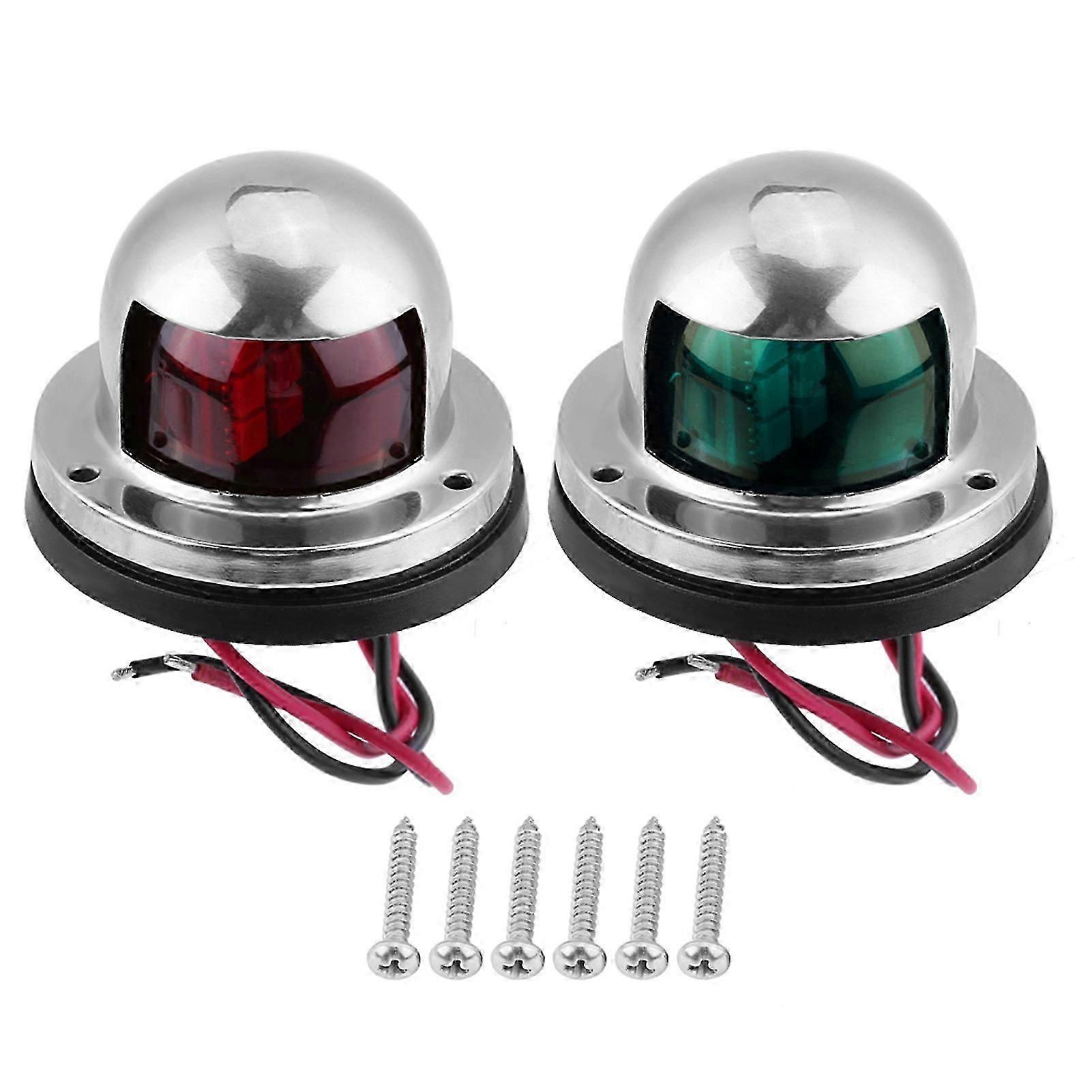 2Pcs 12V LED Side Bow Navigation Signal Light Lamp for Marine Boat Yacht Green/Red